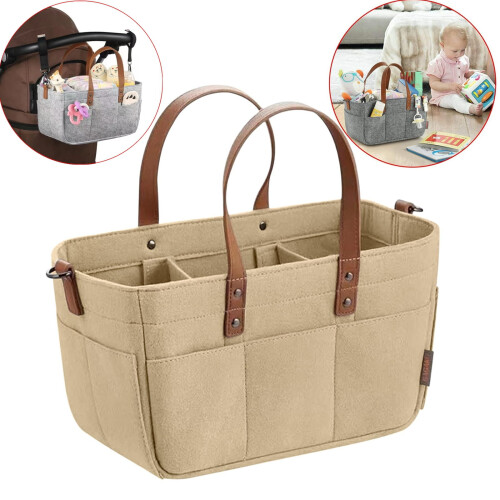 Diaper Caddy Organizer Felt Bin with Handle 1 Pack 2