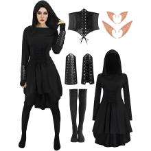 Damen Verkleidung Kostüm Renaissance Gothic Elf Korsett Schwarz XXL — renessekleider damen, gotisches elf kostüm, schwarzes damen corset