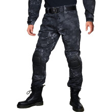 FICUHGOC Herren Cargo Tactical Hose mit Knieschutz Schwarz 42 — taktische herrenhosen, cargo hosen 10 taschen, schwarze taktische hosen