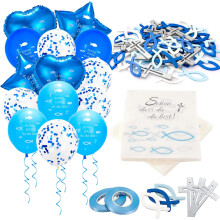 Set of Communion Decorations 60 Wooden Fish 14 Balloons 40 Napkins — communion decorations, wooden fish, latex balloons