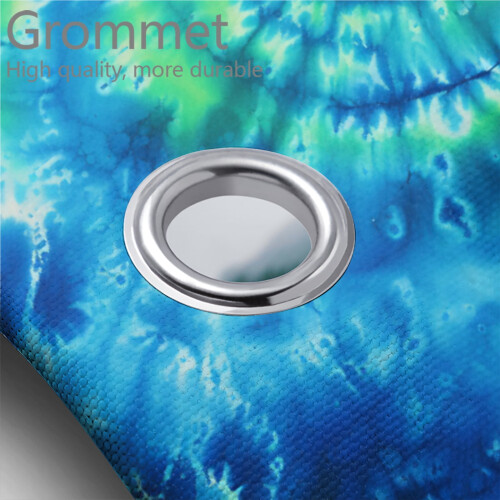 Ensemble rideau de douche bohème bleu turquoise aquarelle 4 pièces 2