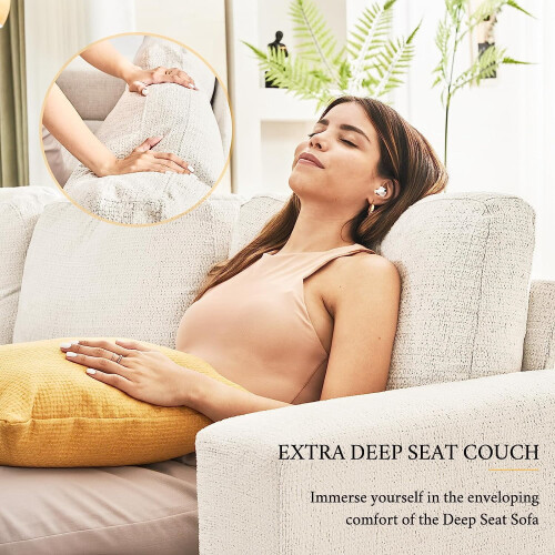 VANACC Sofa Set with Ottoman Beige Chenille 2-Piece 1