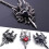 Vintage Double Dragon Sword Necklace Red Black Crystal 2