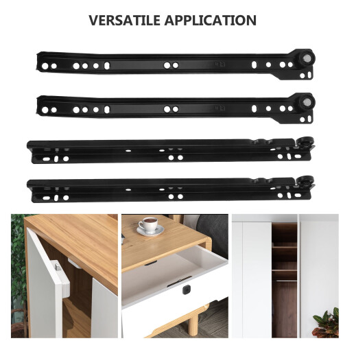 Iron Bottom Mount Drawer Slides Black 2 Pairs 2