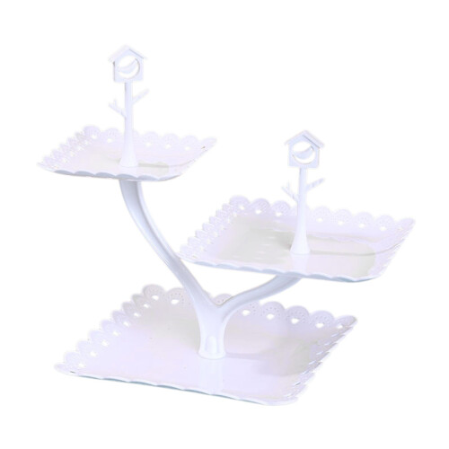 Soporte para postres de 3 niveles, plástico blanco, 31x25x25 cm. 1