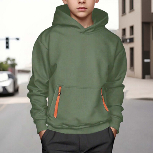 Sweat-shirt à capuche pour garçon, pull décontracté avec poche avant 1