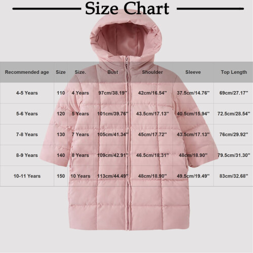 Mädchen Winterparka mit Kapuze, gefütterte Jacke, Größe 4-12 Jahre 2