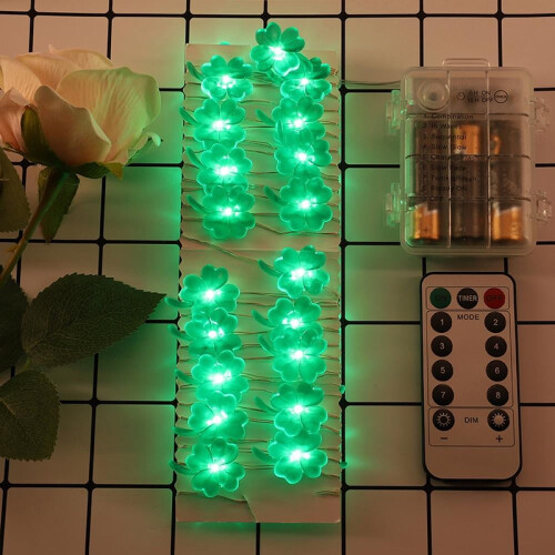 Shamrock St Patrick's Day string lights green 13.12 ft 2