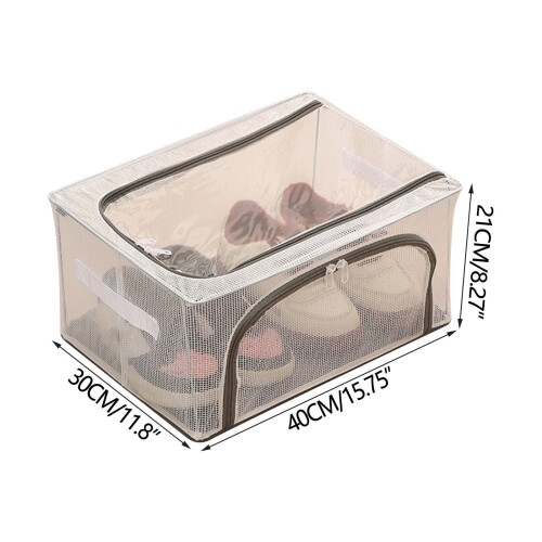 Clear Foldable Shoe Storage Box with Lid PVC Dust-Proof 1