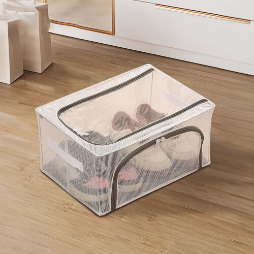 Clear Foldable Shoe Storage Box with Lid PVC Dust-Proof 2
