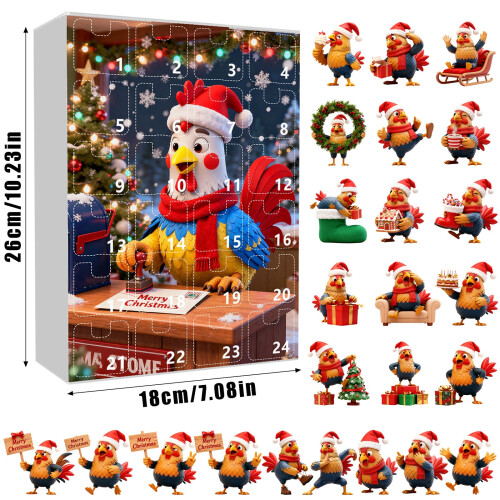 Musical Christmas Advent Calendar Rooster Theme 24 Boxes 1