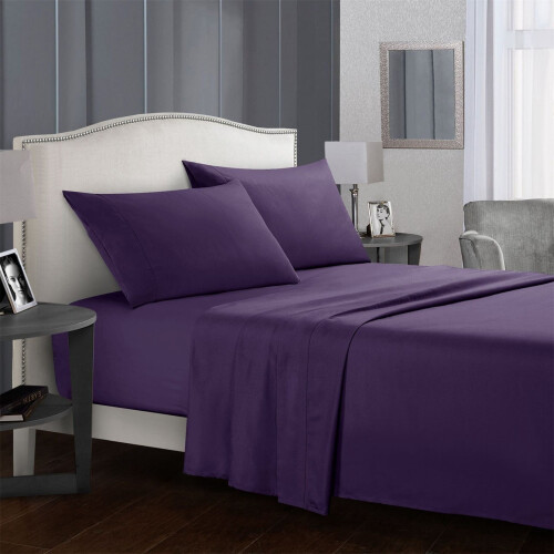 Bedding Set 4-Piece Polyester Purple Lightweight Breathable 1