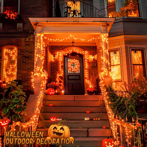 100 LED Orange Halloween Lights 33ft 8 Modes 1