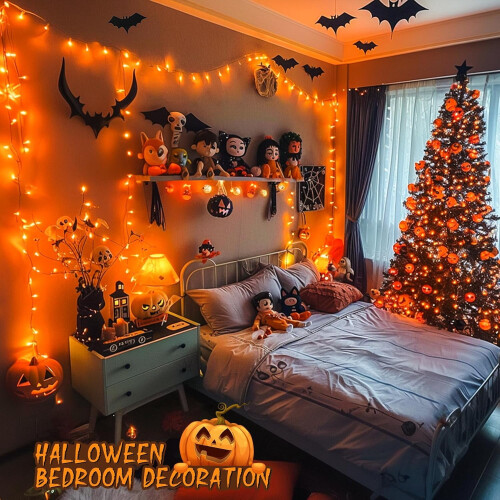 100 LED Orange Halloween Lights 33ft 8 Modes 2