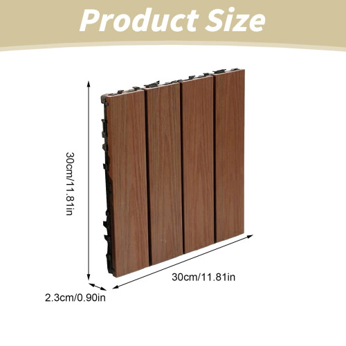 Interlocking Deck Tiles Teak Style 30x30cm Waterproof 2