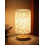 Linen Table Lamp Warm White LED USB Powered Wooden Bedside 3