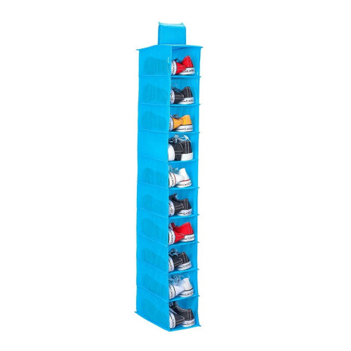 Hanging Shoe Organizer Blue 10-Shelf 2