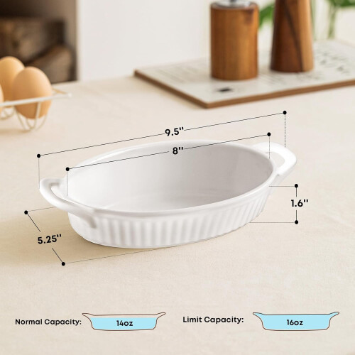 Ceramic baking dish white 9-inch with handles set of 6 1
