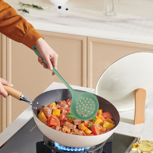 Heat-Resistant Slotted Spoon Silicone Ergonomic Handle 2