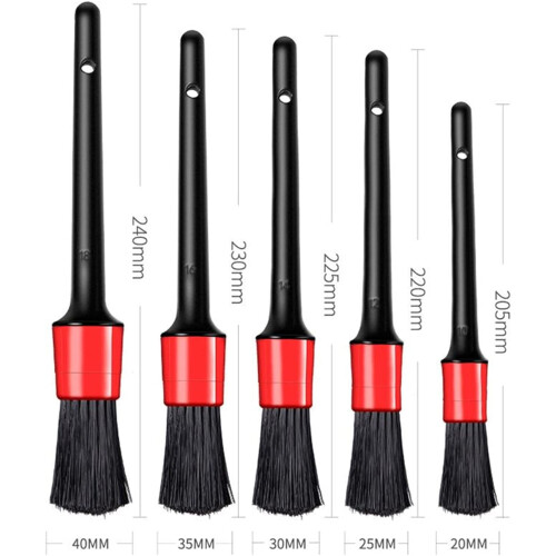 Auto Detailing Brushes Set Boar Hair 5pcs 1