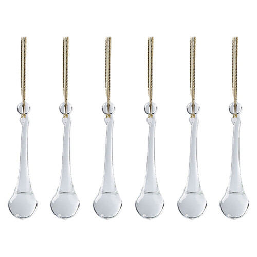 Christmas Ornaments Glass Teardrop Crystal Icicles 6 Count 1