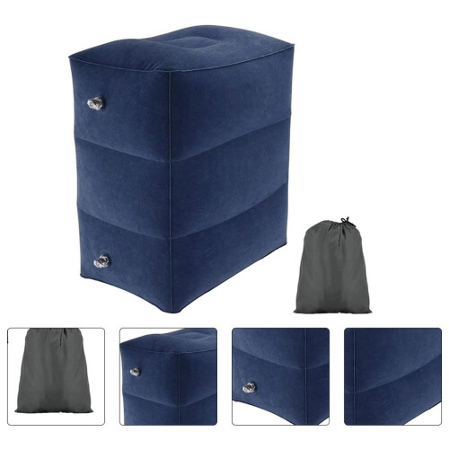 Inflatable Airplane Pillow Adjustable Height Footrest Dark 1