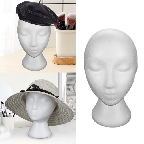 Wig Display Stand Styrofoam Head Model White 20.47 Inch 1