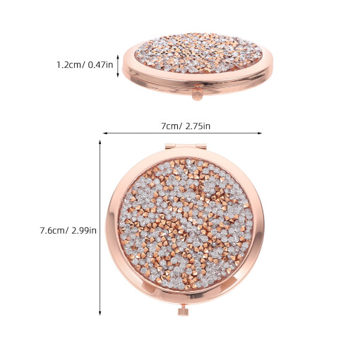 Miroir de maquillage portable ULTNICE avec strass, en ABS, 1 pièce 1