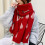 Bufanda de punto roja cálida para otoño e invierno, unisex, 1 pieza 3