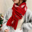 Bufanda de punto roja cálida para otoño e invierno, unisex, 1 pieza 5
