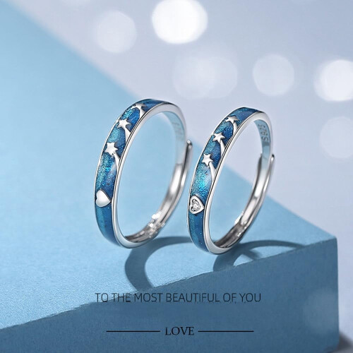 Star Promise Ring S925 Sterling Silver Adjustable Crystal 2