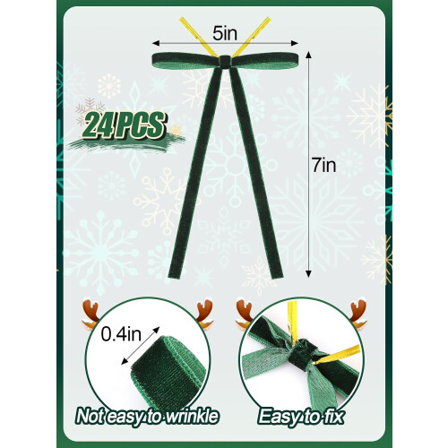 Laços de Natal de veludo para árvore, 12,7 x 17,8 cm (5 x 7 polegadas), 24 peças 1