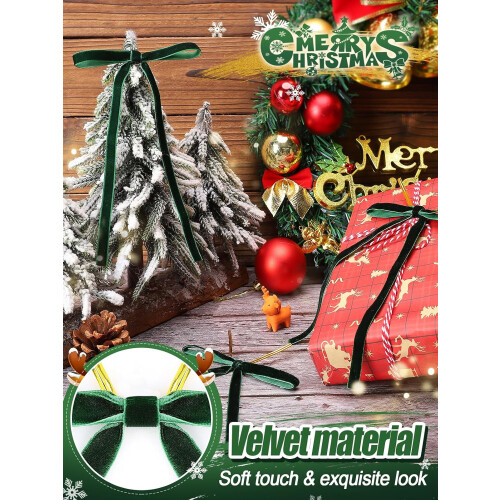 Laços de Natal de veludo para árvore, 12,7 x 17,8 cm (5 x 7 polegadas), 24 peças 2