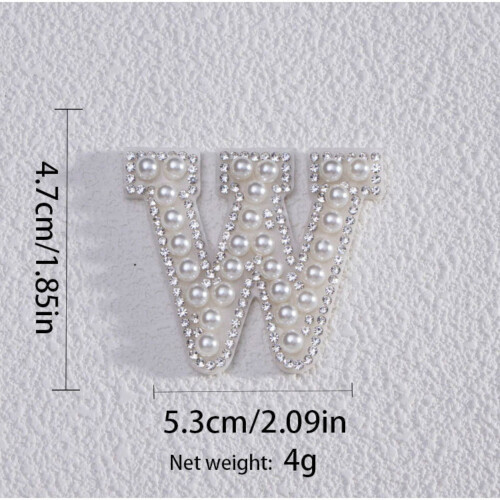 Perlebogstavmærke Brugerdefineret initial Stryge-på Sy-på 2