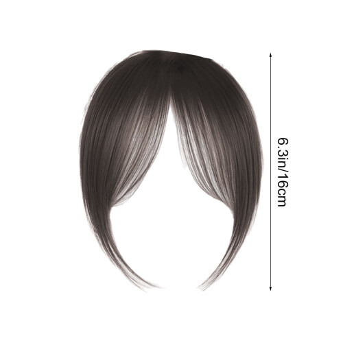 Medium Brown Fake Bangs Human Hair Wispy Fringe 2