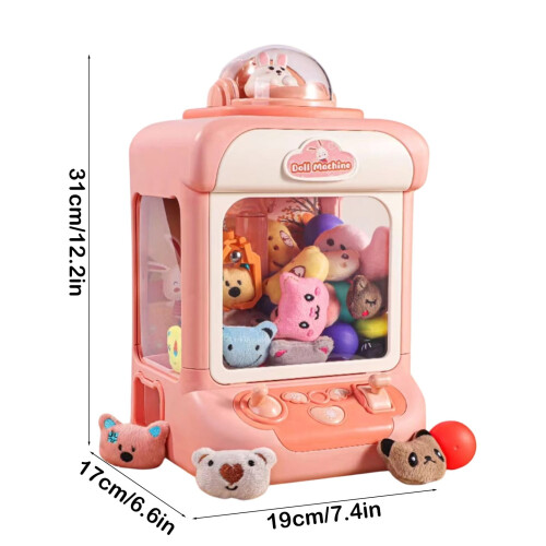 Pink Portable Claw Machine Toy USB-Powered 12.2x7.5x6.7 in 1