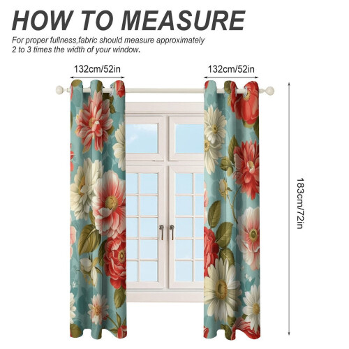 Floral Flower Curtains Eco-Friendly 2 Panel Set 1