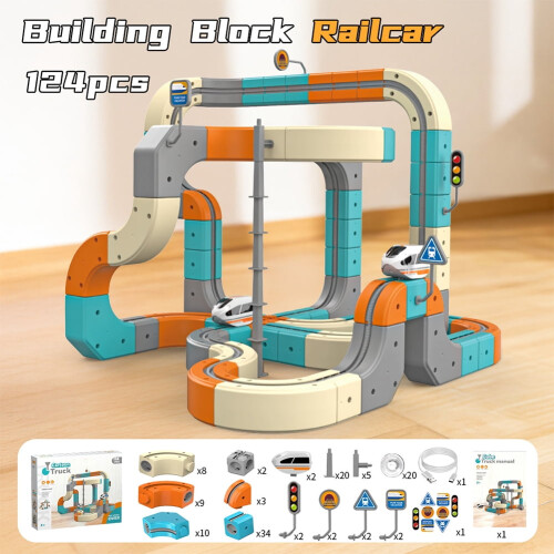 Electric Magnetic Train Track Set STEM Toy 124PCS 2