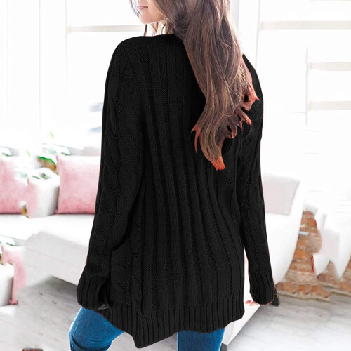 Women's Black Oversized Cardigan Sweater Long Sleeve 1