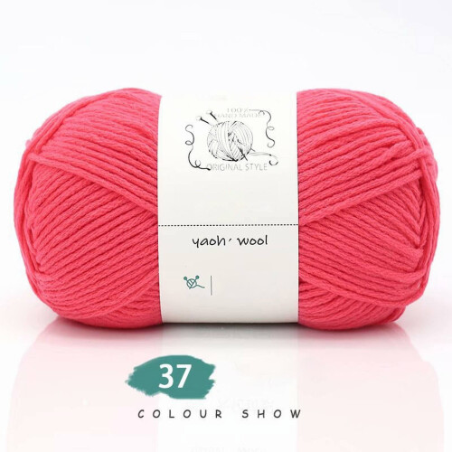 Handgestricktes Baumwollgarn, Wassermelonenrot, 100 g 1