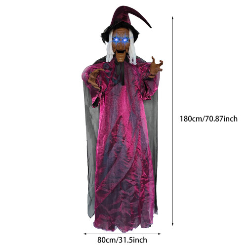 Décoration d'Halloween animatronique sorcière volante 178 cm 2