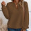 Women's Quilted Pullover Sweatshirt V-Neck Long Sleeve 7