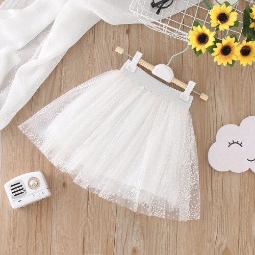 Kids Ballet Skirt Dot Print Solid Tulle Size 7-8 2