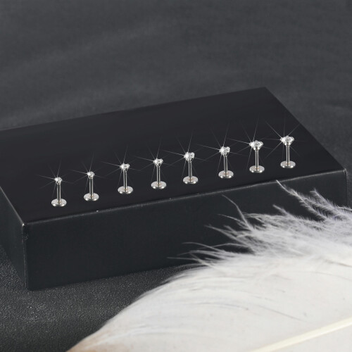 Stainless Steel Labret Lip Rings Claw CZ 8 pcs 2