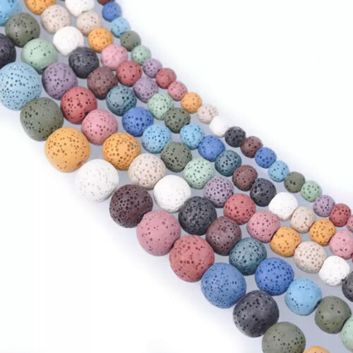 Lava Stone Beads Round Brown 12mm 10pcs 2