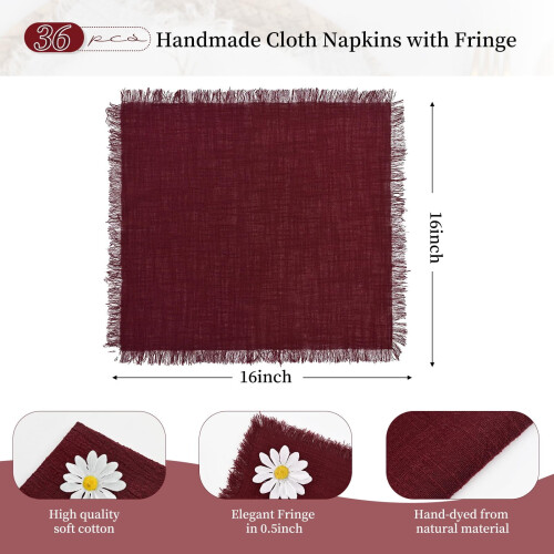 Cotton Linen Napkins 16 x 16 Inch 12 Pack 1