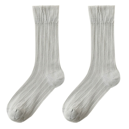 Warm Socks for Women Solid Color Ice Silk Pile Gray One Size 1