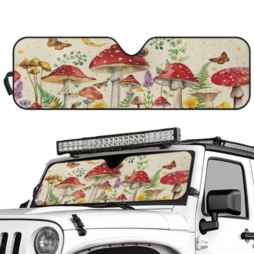 Parasol plegable con estampado de setas para parabrisas de Jeep 1