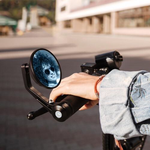 Motorcycle Round Rearview Mirror Pair Adjustable Angle 2