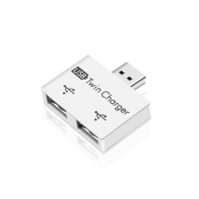 Tragbarer Mini-USB-Hub mit 2-Port-Ladegerät, USB-Splitter, Dual-USB-Ladeverlängerung für Handy und Computer (Weiß)